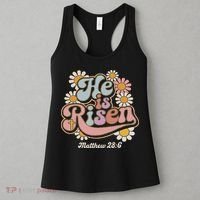 He Is Risen Groovy Retro Style For Christian Easter Women's Tank Top thumb 3