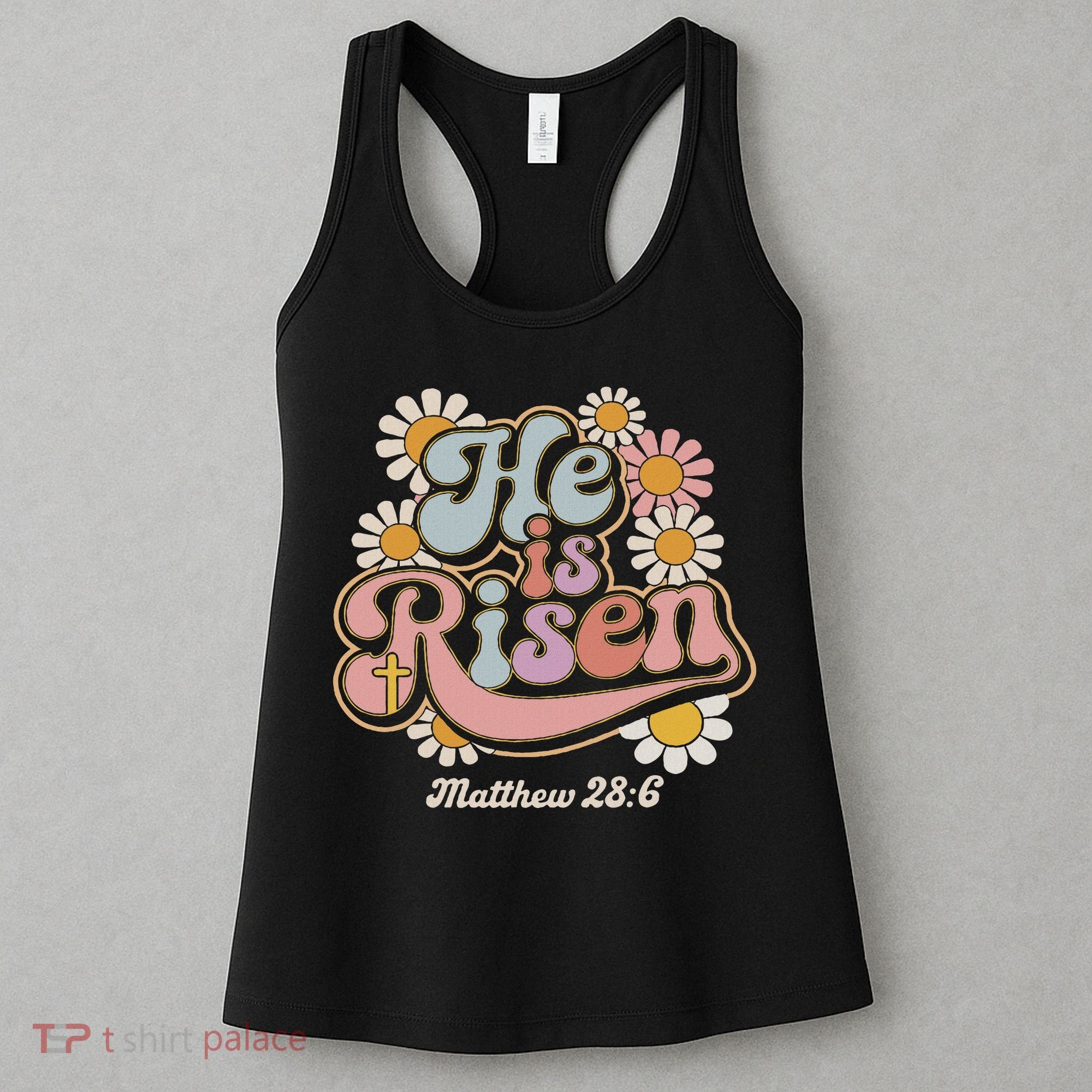 He Is Risen Groovy Retro Style For Christian Easter Women's Tank Top