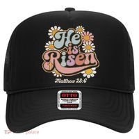 He Is Risen Groovy Retro Style For Christian Easter Hat thumb 0