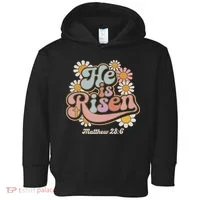 He Is Risen Groovy Retro Style For Christian Easter Toddler Hoodie thumb 0