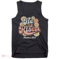 He Is Risen Groovy Retro Style For Christian Easter Tank Top thumb 0