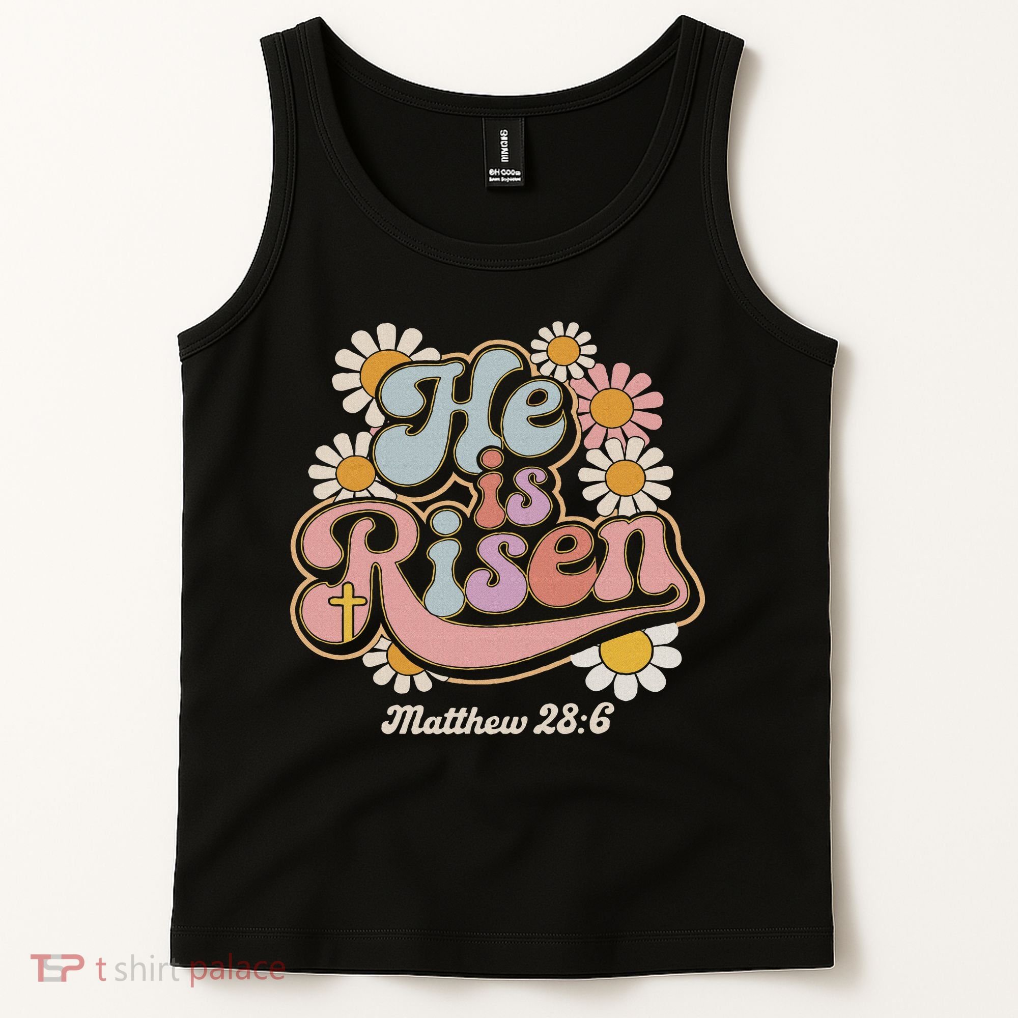 He Is Risen Groovy Retro Style For Christian Easter Tank Top