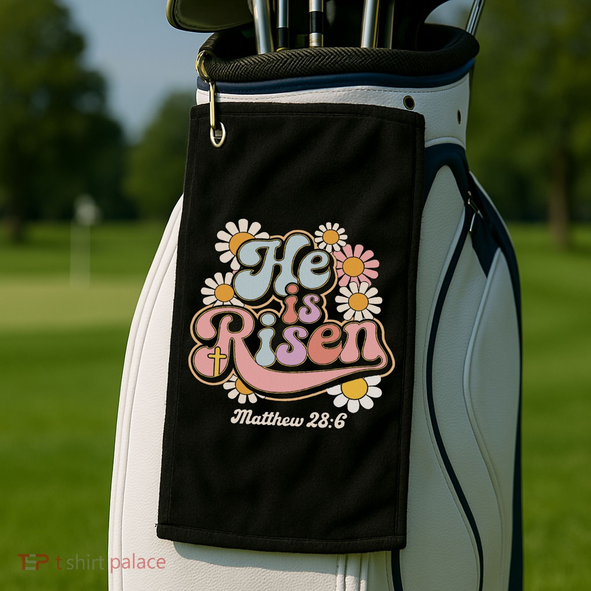 He Is Risen Groovy Retro Style For Christian Easter Golf Towel