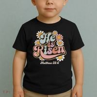 He Is Risen Groovy Retro Style For Christian Easter Toddler T-Shirt thumb 2