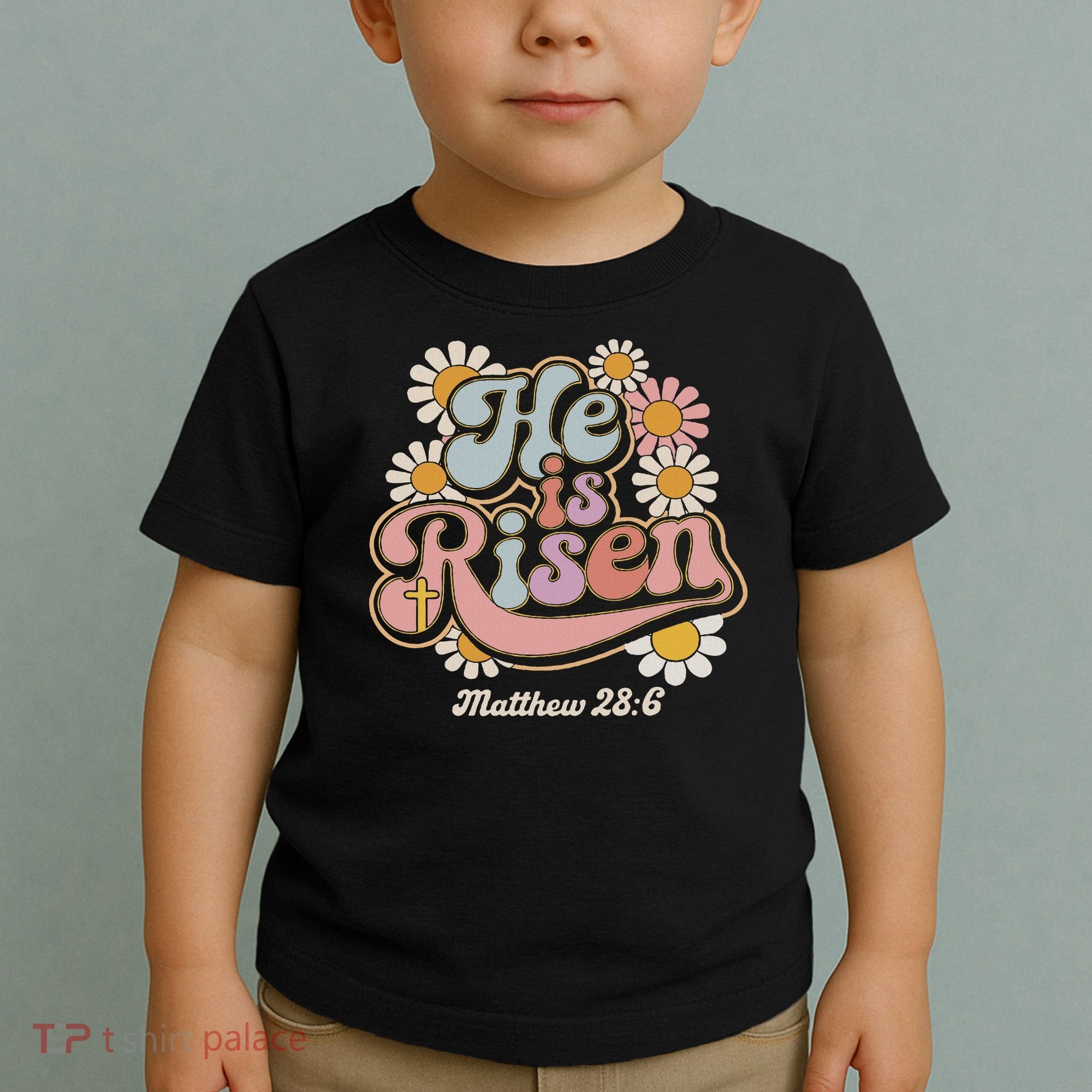 He Is Risen Groovy Retro Style For Christian Easter Toddler T-Shirt