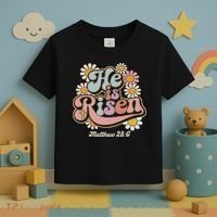 He Is Risen Groovy Retro Style For Christian Easter Toddler T-Shirt thumb 3