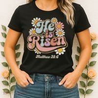 He Is Risen Groovy Retro Style For Christian Easter Women's T-Shirt thumb 2
