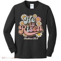 He Is Risen Groovy Retro Style For Christian Easter Kids Long Sleeve Shirt thumb 0