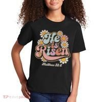 He Is Risen Groovy Retro Style For Christian Easter Kids T-Shirt thumb 2