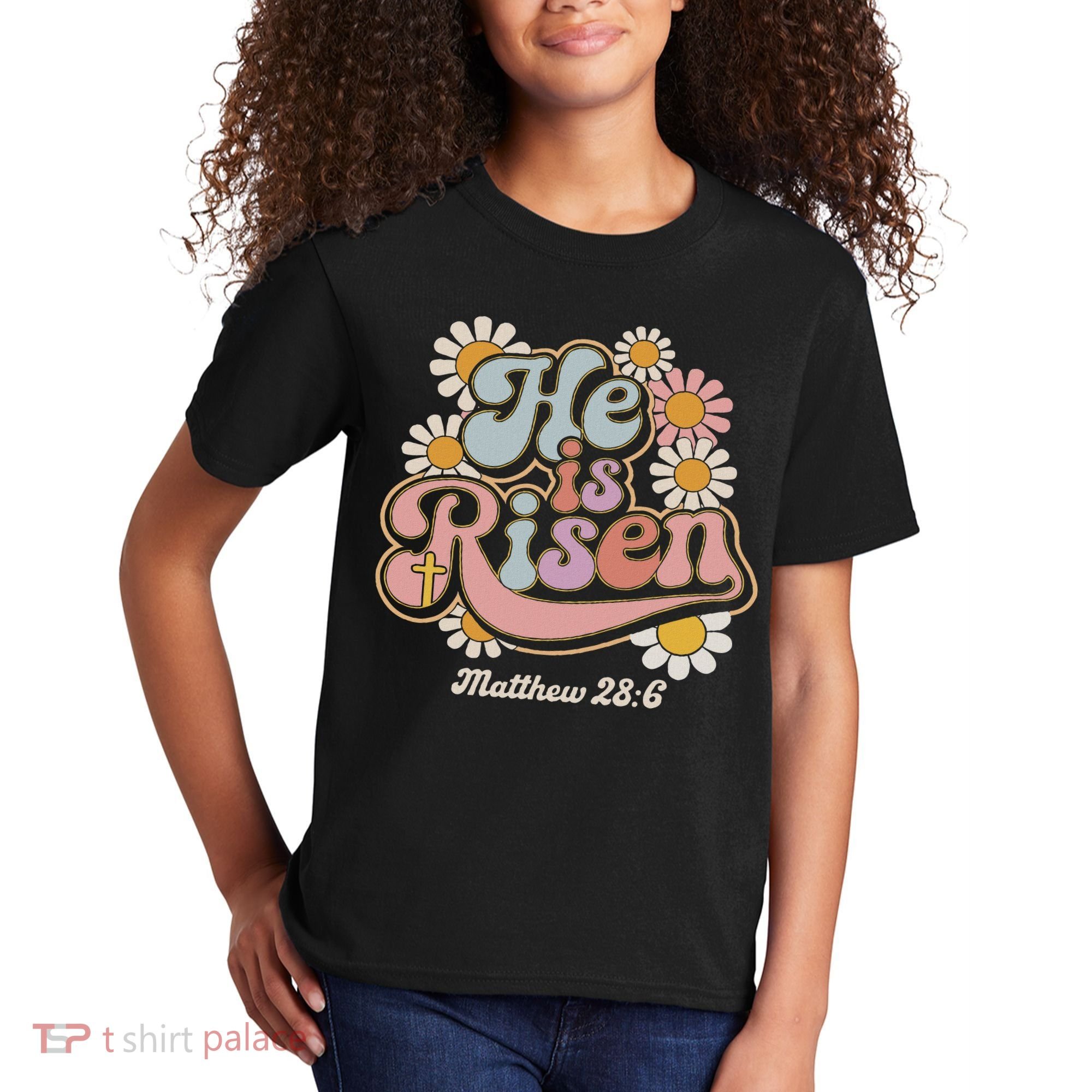 He Is Risen Groovy Retro Style For Christian Easter Kids T-Shirt