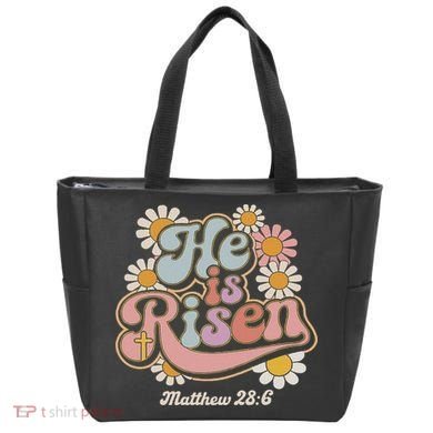 He Is Risen Groovy Retro Style For Christian Easter Tote Bag