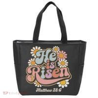 He Is Risen Groovy Retro Style For Christian Easter Tote Bag thumb 0