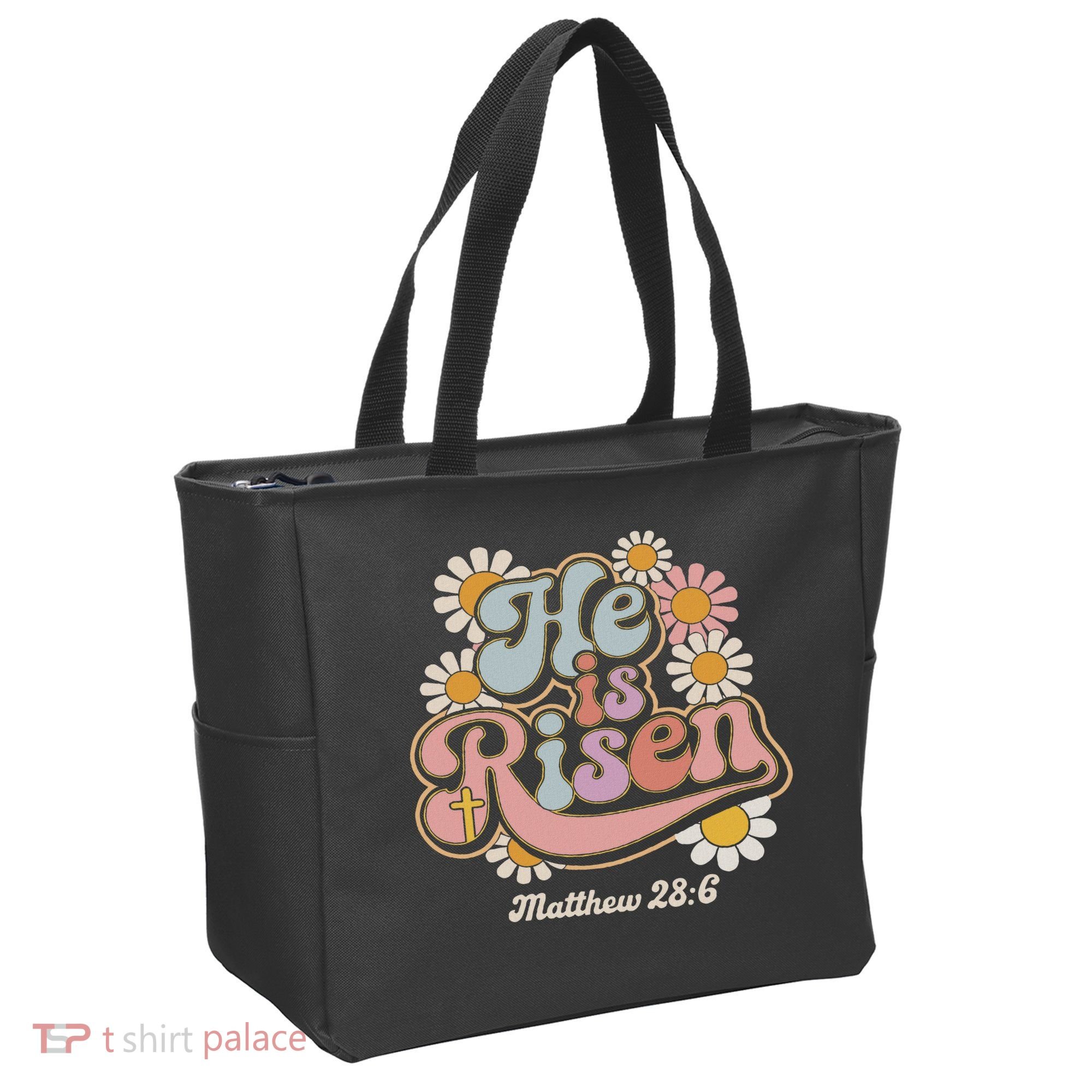 He Is Risen Groovy Retro Style For Christian Easter Tote Bag