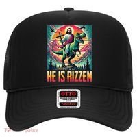He Is Rizzen Jesus Riding Trex Retro Christian Dinosaur Hat thumb 0