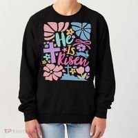He Is Risen Easter Cross Coquette Jesus Christian Religious Women's Sweatshirt thumb 0
