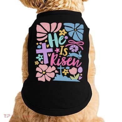 He Is Risen Easter Cross Coquette Jesus Christian Religious Doggie Tank