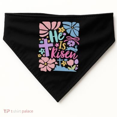 He Is Risen Easter Cross Coquette Jesus Christian Religious USA-Made Doggie Bandana