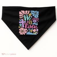 He Is Risen Easter Cross Coquette Jesus Christian Religious USA-Made Doggie Bandana thumb 0