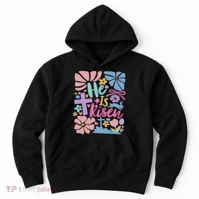 He Is Risen Easter Cross Coquette Jesus Christian Religious Hoodie