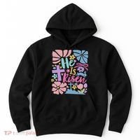 He Is Risen Easter Cross Coquette Jesus Christian Religious Hoodie thumb 0