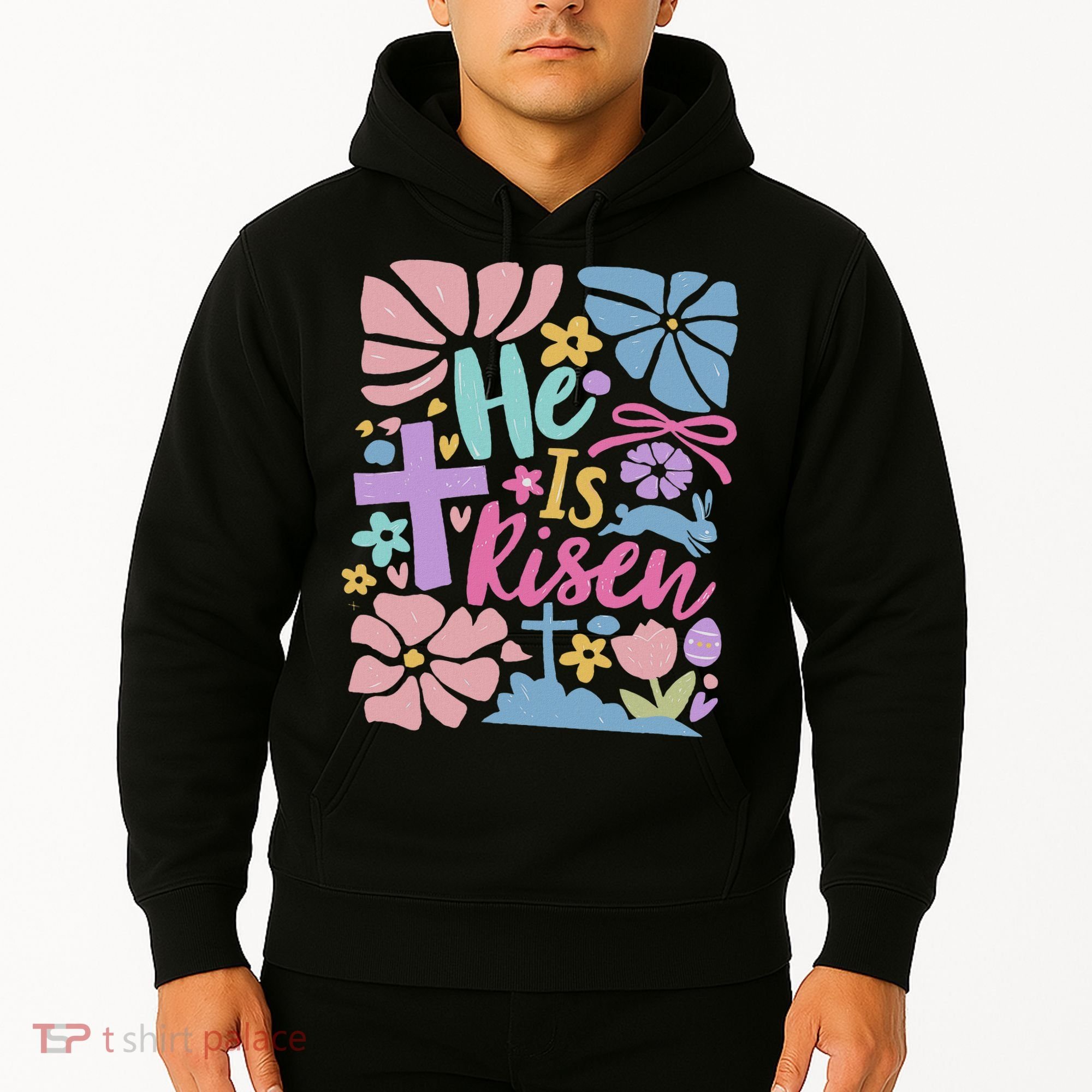 He Is Risen Easter Cross Coquette Jesus Christian Religious Hoodie