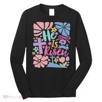 He Is Risen Easter Cross Coquette Jesus Christian Religious Long Sleeve Shirt thumb 0