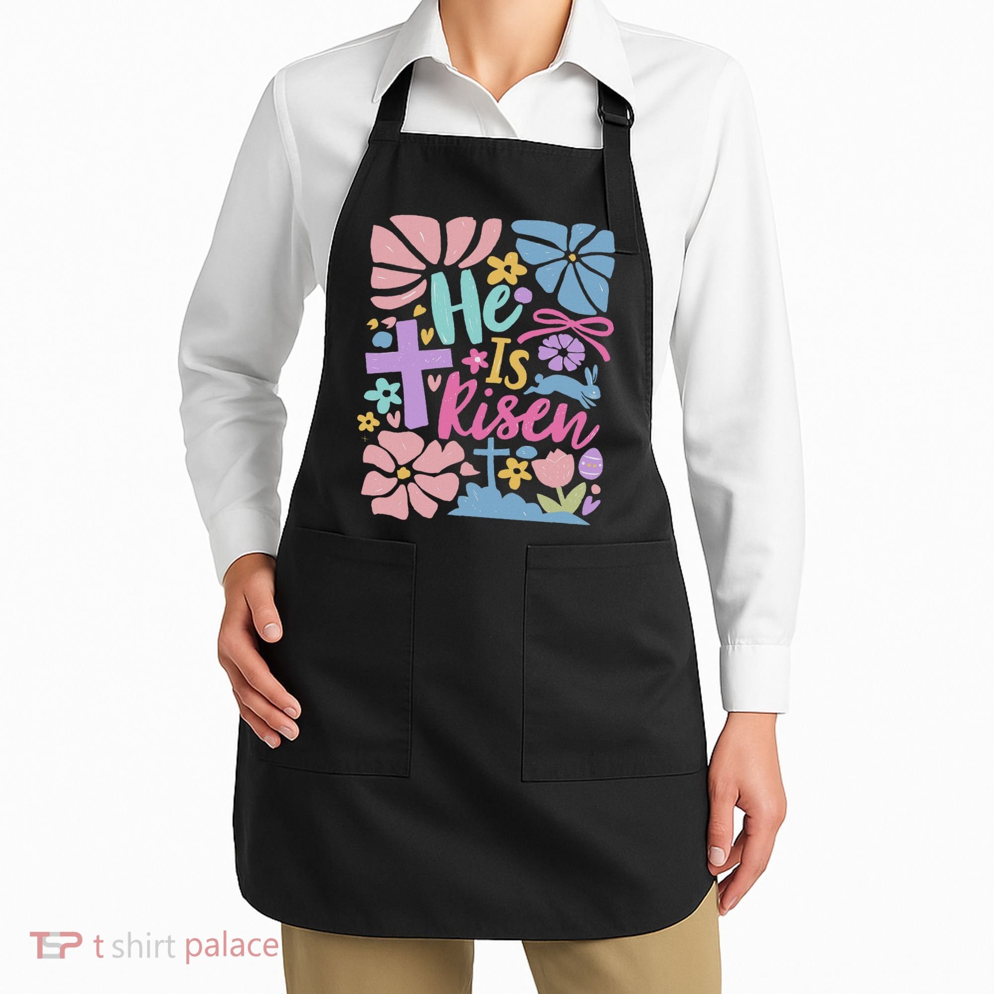 He Is Risen Easter Cross Coquette Jesus Christian Religious Apron