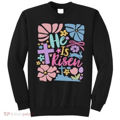He Is Risen Easter Cross Coquette Jesus Christian Religious Sweatshirt
