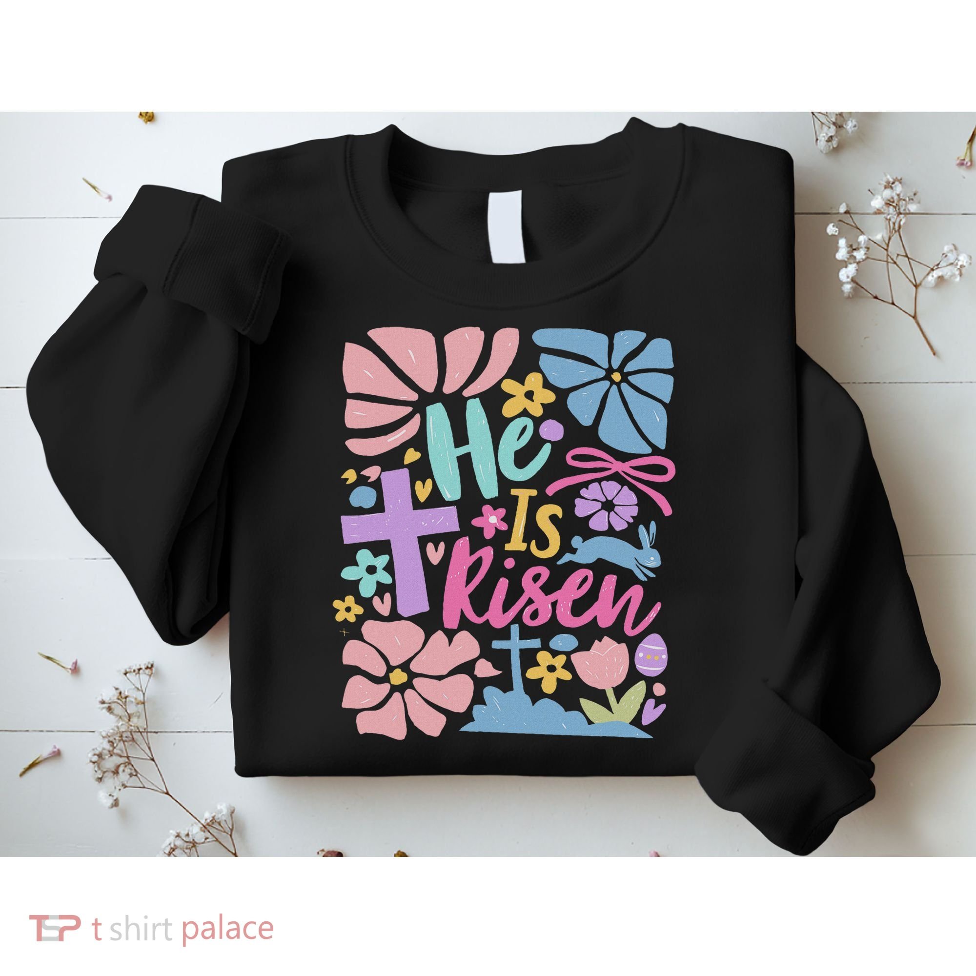 He Is Risen Easter Cross Coquette Jesus Christian Religious Sweatshirt