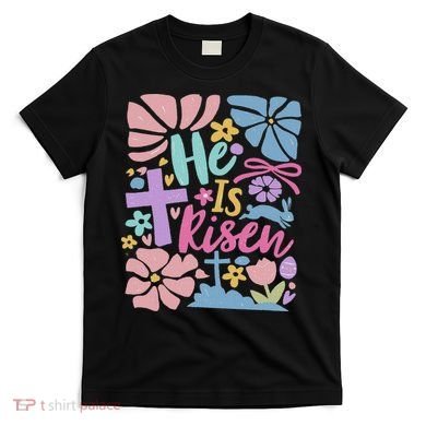 He Is Risen Easter Cross Coquette Jesus Christian Religious T-Shirt