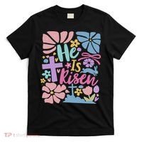 He Is Risen Easter Cross Coquette Jesus Christian Religious T-Shirt thumb 0