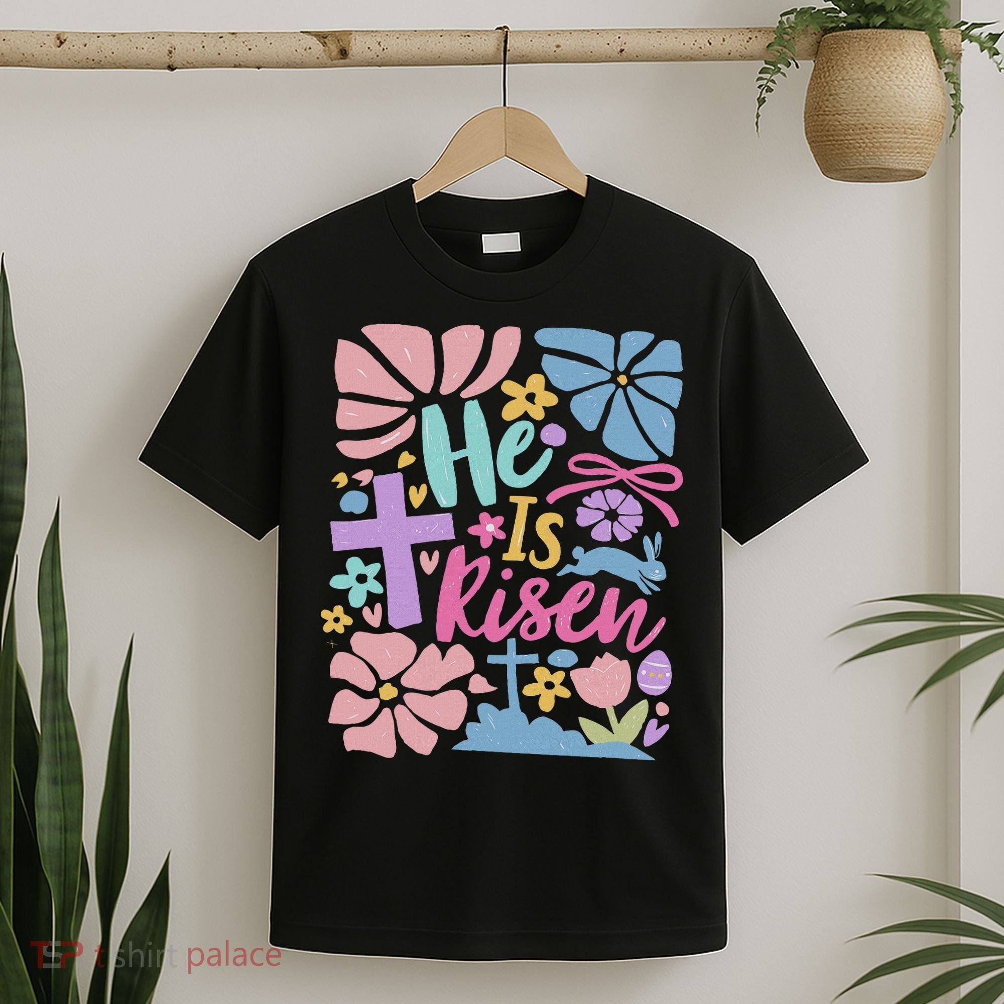 He Is Risen Easter Cross Coquette Jesus Christian Religious T-Shirt
