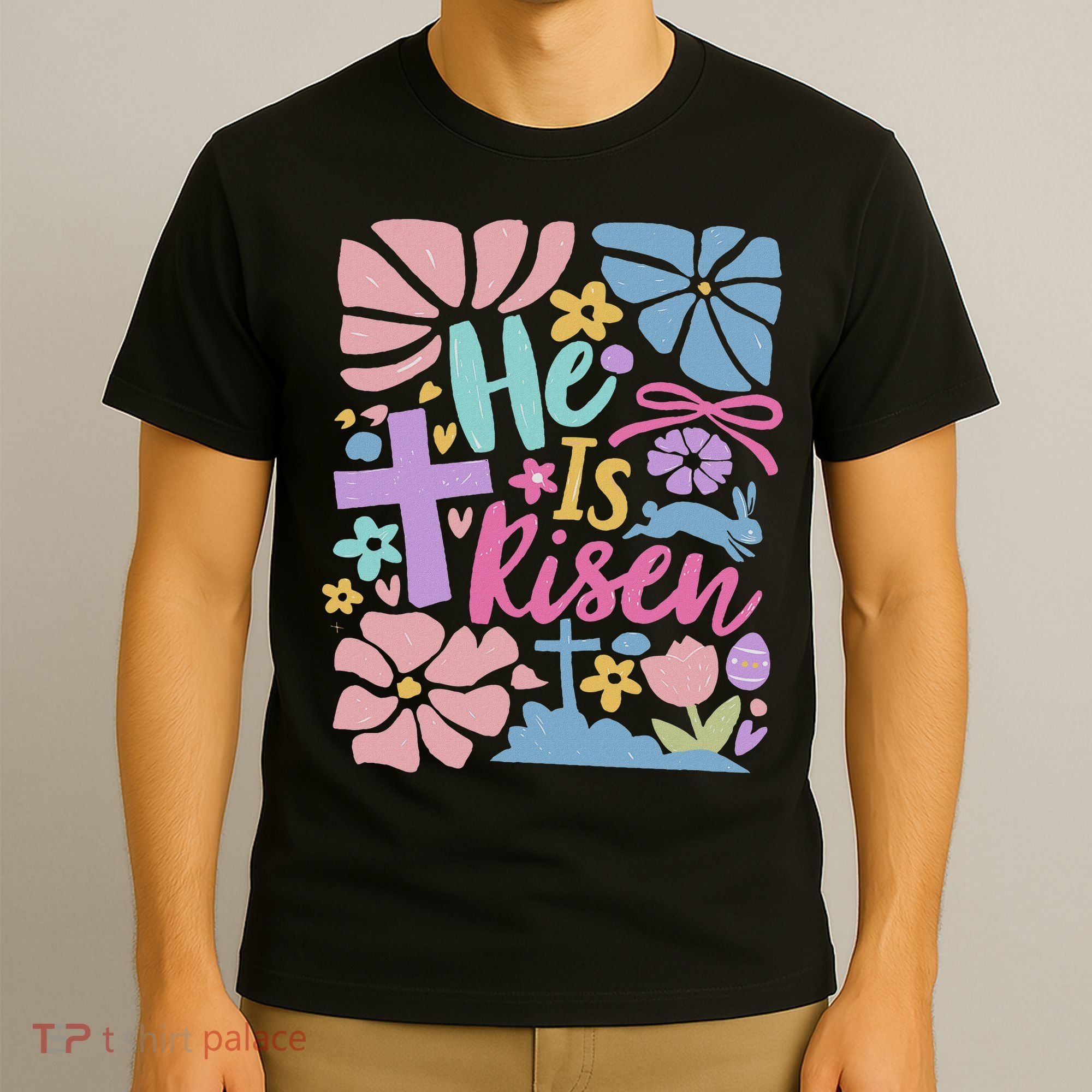 He Is Risen Easter Cross Coquette Jesus Christian Religious T-Shirt