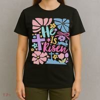 He Is Risen Easter Cross Coquette Jesus Christian Religious T-Shirt thumb 4