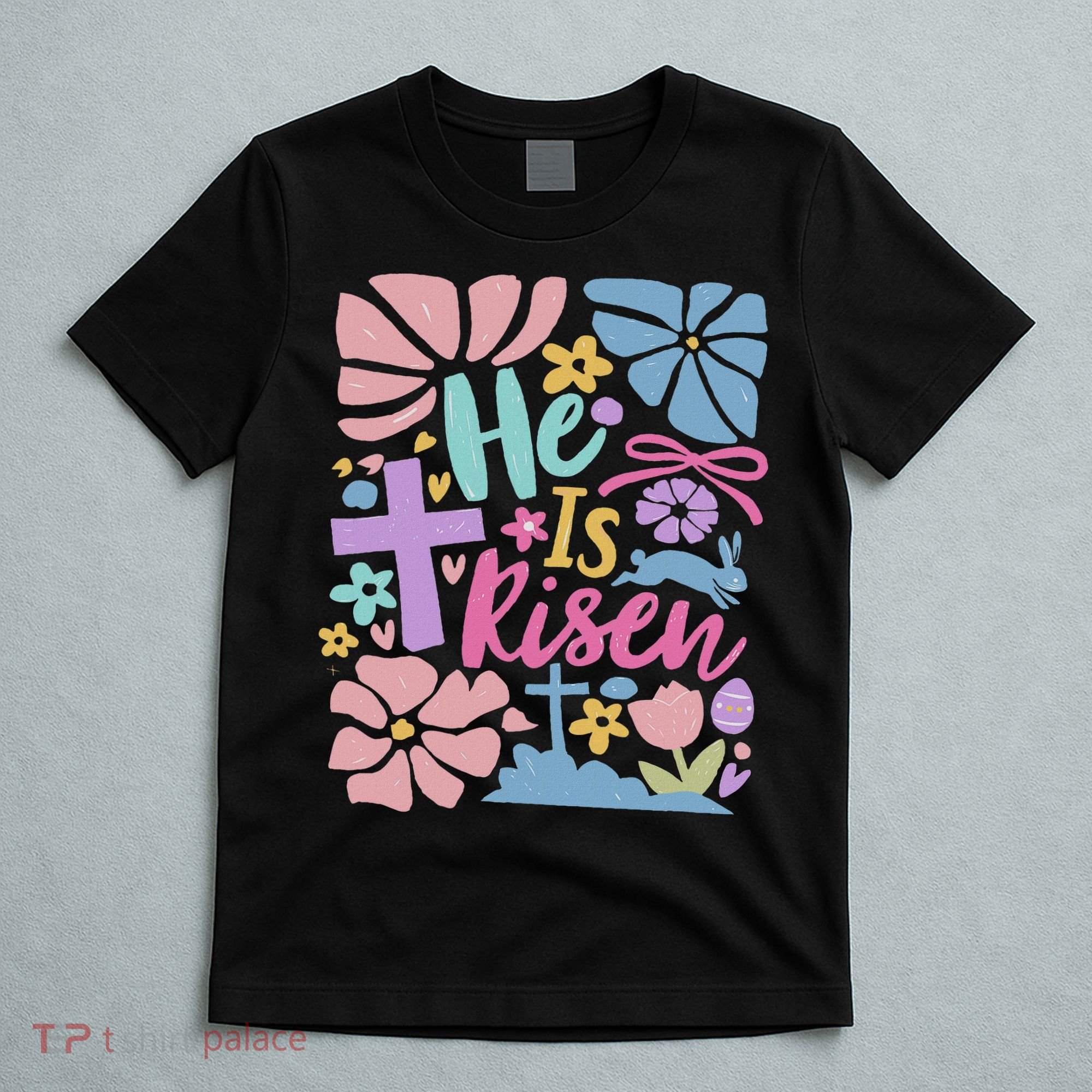 He Is Risen Easter Cross Coquette Jesus Christian Religious T-Shirt