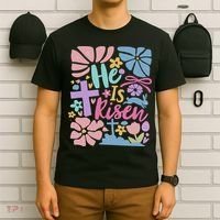 He Is Risen Easter Cross Coquette Jesus Christian Religious T-Shirt thumb 6