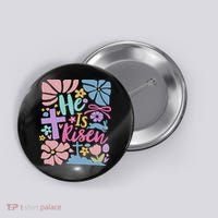He Is Risen Easter Cross Coquette Jesus Christian Religious Button thumb 0