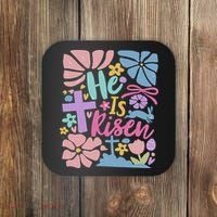He Is Risen Easter Cross Coquette Jesus Christian Religious Coaster thumb 0