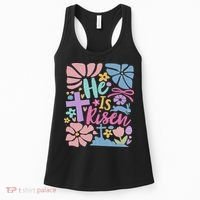 He Is Risen Easter Cross Coquette Jesus Christian Religious Women's Tank Top thumb 0