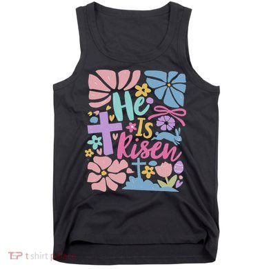 He Is Risen Easter Cross Coquette Jesus Christian Religious Tank Top