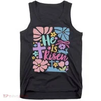 He Is Risen Easter Cross Coquette Jesus Christian Religious Tank Top thumb 0
