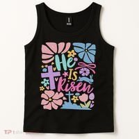 He Is Risen Easter Cross Coquette Jesus Christian Religious Tank Top thumb 2