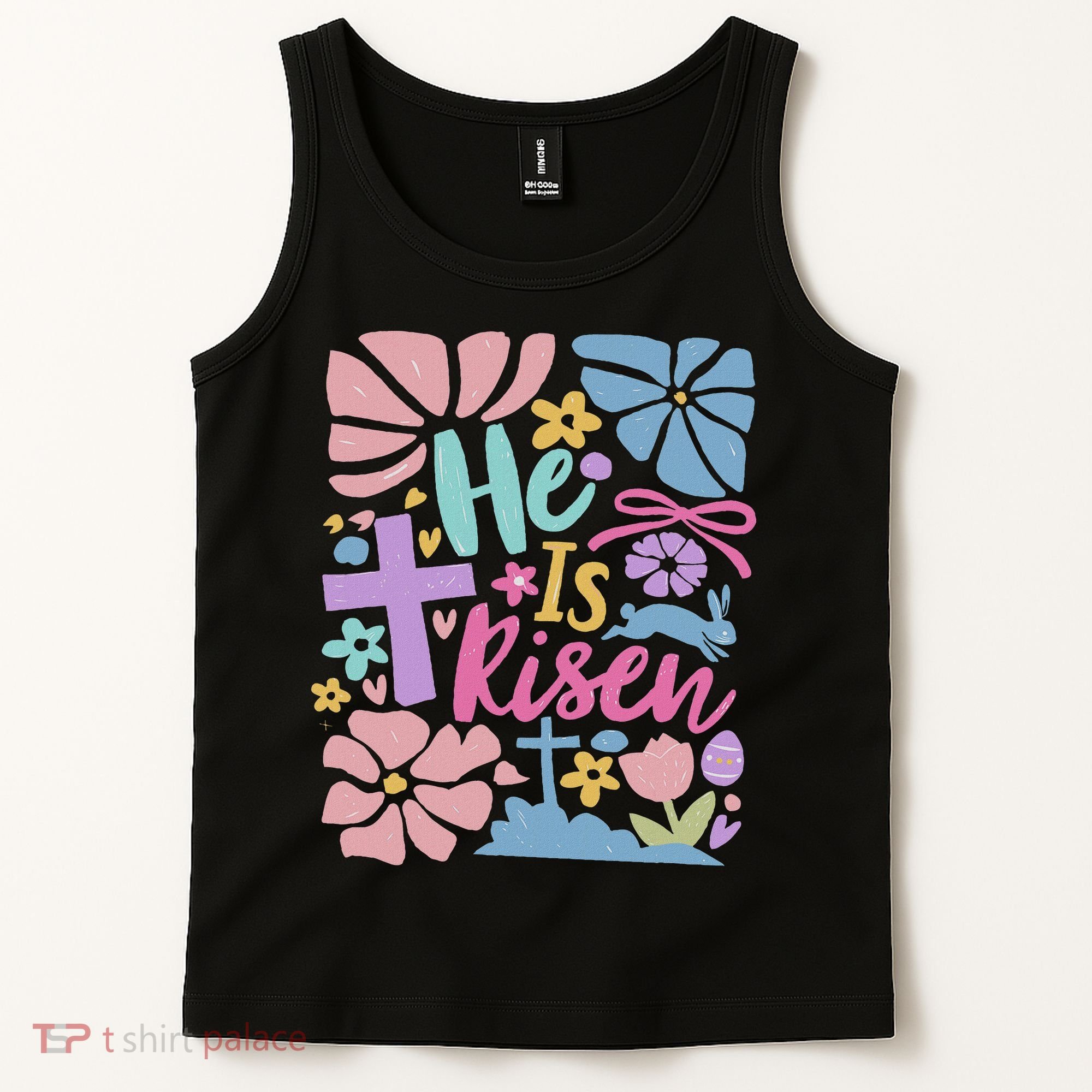 He Is Risen Easter Cross Coquette Jesus Christian Religious Tank Top