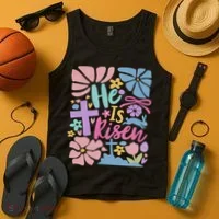 He Is Risen Easter Cross Coquette Jesus Christian Religious Tank Top thumb 4