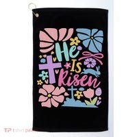 He Is Risen Easter Cross Coquette Jesus Christian Religious Golf Towel thumb 0