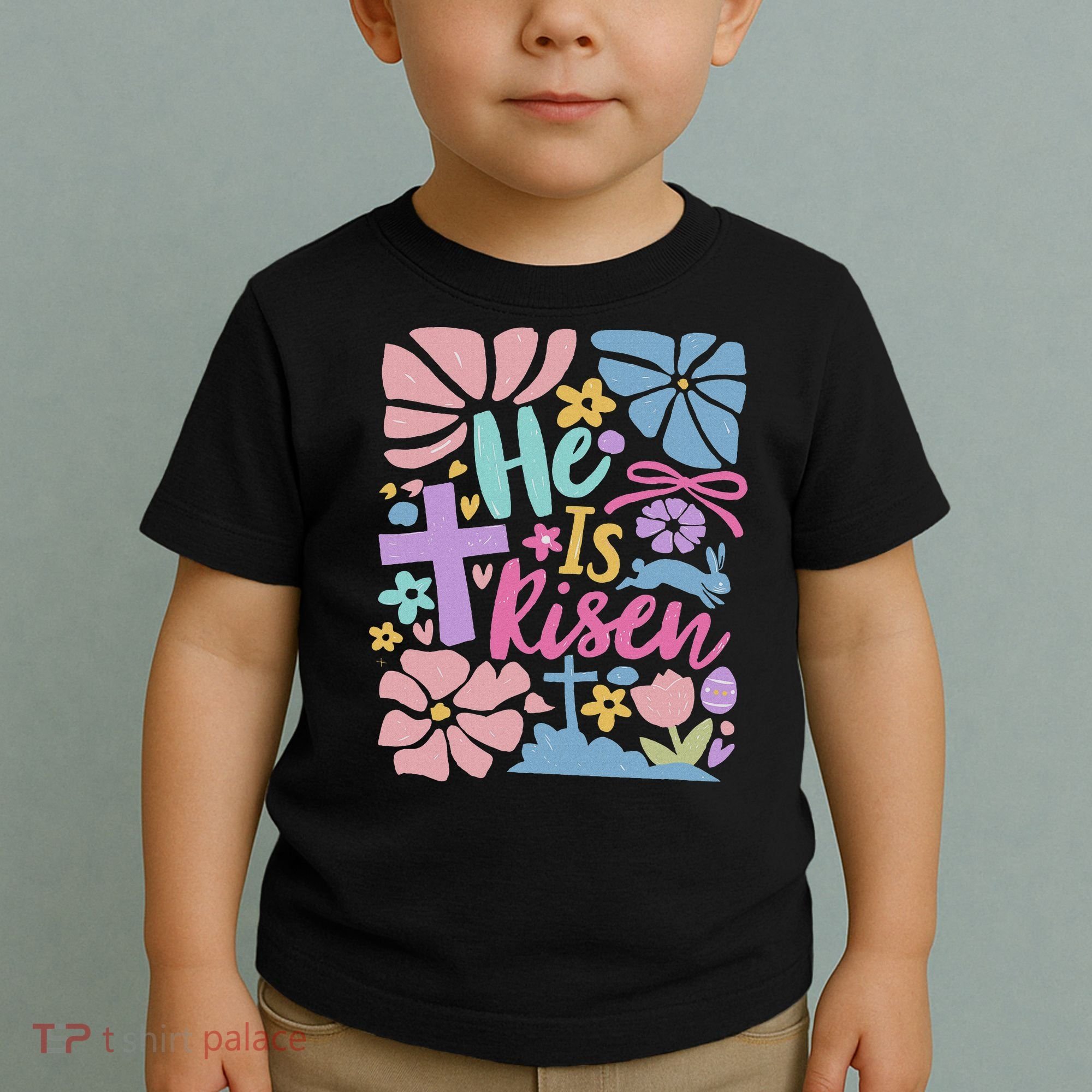 He Is Risen Easter Cross Coquette Jesus Christian Religious Toddler T-Shirt