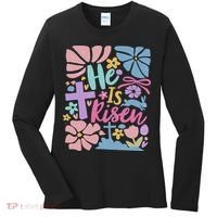 He Is Risen Easter Cross Coquette Jesus Christian Religious Women's Long Sleeve Shirt thumb 0