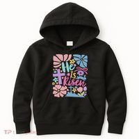 He Is Risen Easter Cross Coquette Jesus Christian Religious Kids Hoodie thumb 0