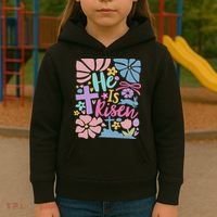 He Is Risen Easter Cross Coquette Jesus Christian Religious Kids Hoodie thumb 3