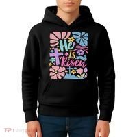He Is Risen Easter Cross Coquette Jesus Christian Religious Kids Hoodie thumb 4
